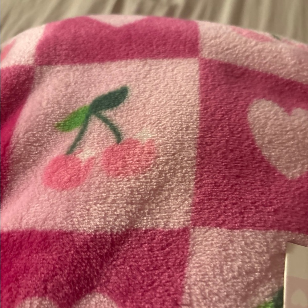 Cherry Patterned Pink Blanket